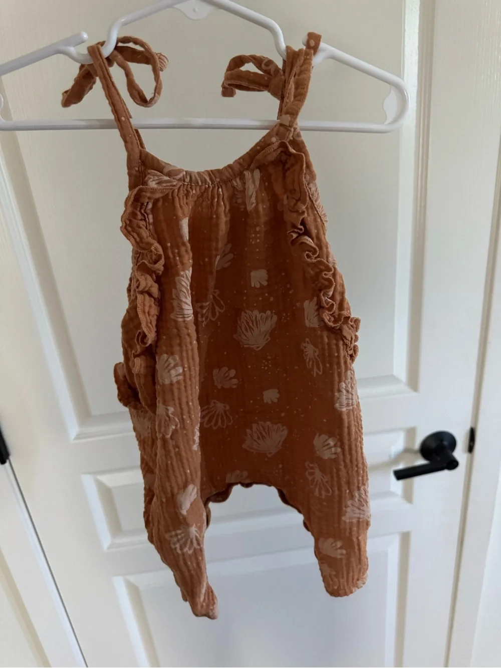 Wild Wawa Rust Baby Romper with Floral Texture